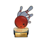16 cm Bowling Pokal aus Holz mit Gravur - Trophäe für Kegel & Teams