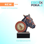 Reitsport Pokal 13 cm - Trophäe mit Pferdekopf & Schleife aus Holz