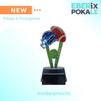 15 cm American Football Pokal mit Gravur - Helm & Ball Trophäe, Schwarz