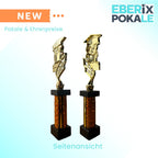 eberix · Bildung Eule Pokal · Trophäe mit Glanzsäule inkl. Gravur · Ehrenpreis für Schulabschluss, Klassenbeste, Abitur, Zeugnisverleihung · optional mit zweitem Gravurschild