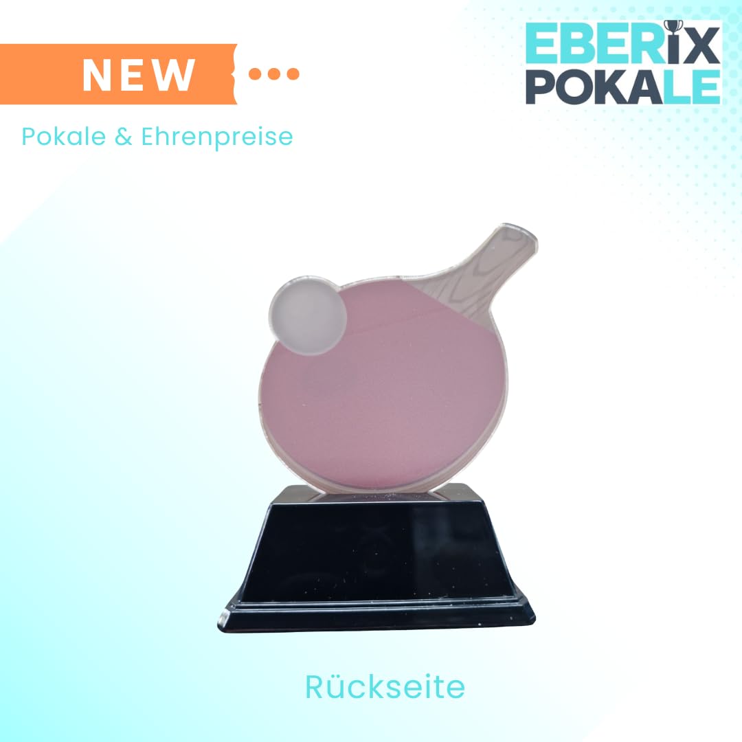 Tischtennis-Pokal 10 cm - Leichte Sport-Trophaee mit Schlaeger & Ball