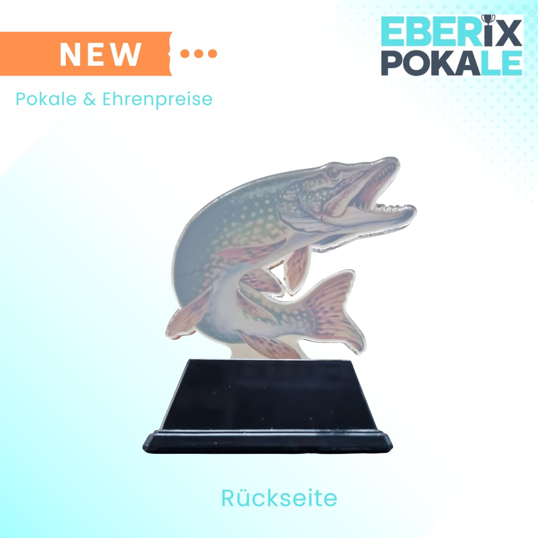 10 cm Angel Pokal Trophäe Fisch Award leicht stabil Acryl Wunschgravur inklusive