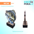 Holz-Pokal 13 cm Angelsport Trophäe - Großmaulbarsch mit Wunschgravur