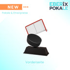 10 cm Eishockey Pokal - Acryltrophäe mit Puck & Tor Motiv - Inkl. Gravur