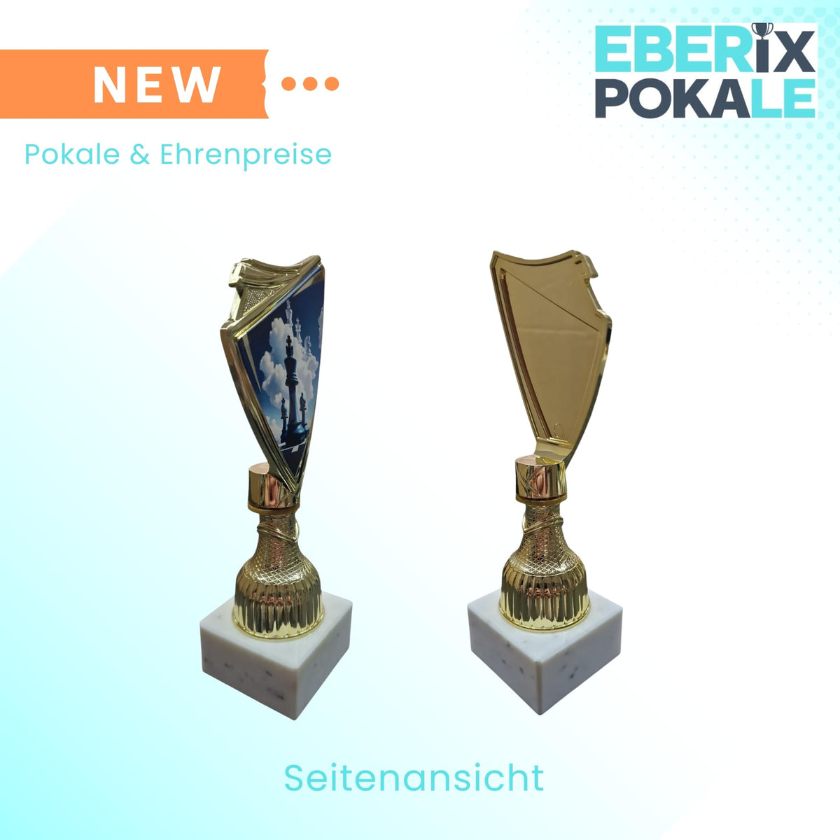 Schach Pokal 18,5cm - Trophäe mit Gravur & Marmorsockel für Turniere