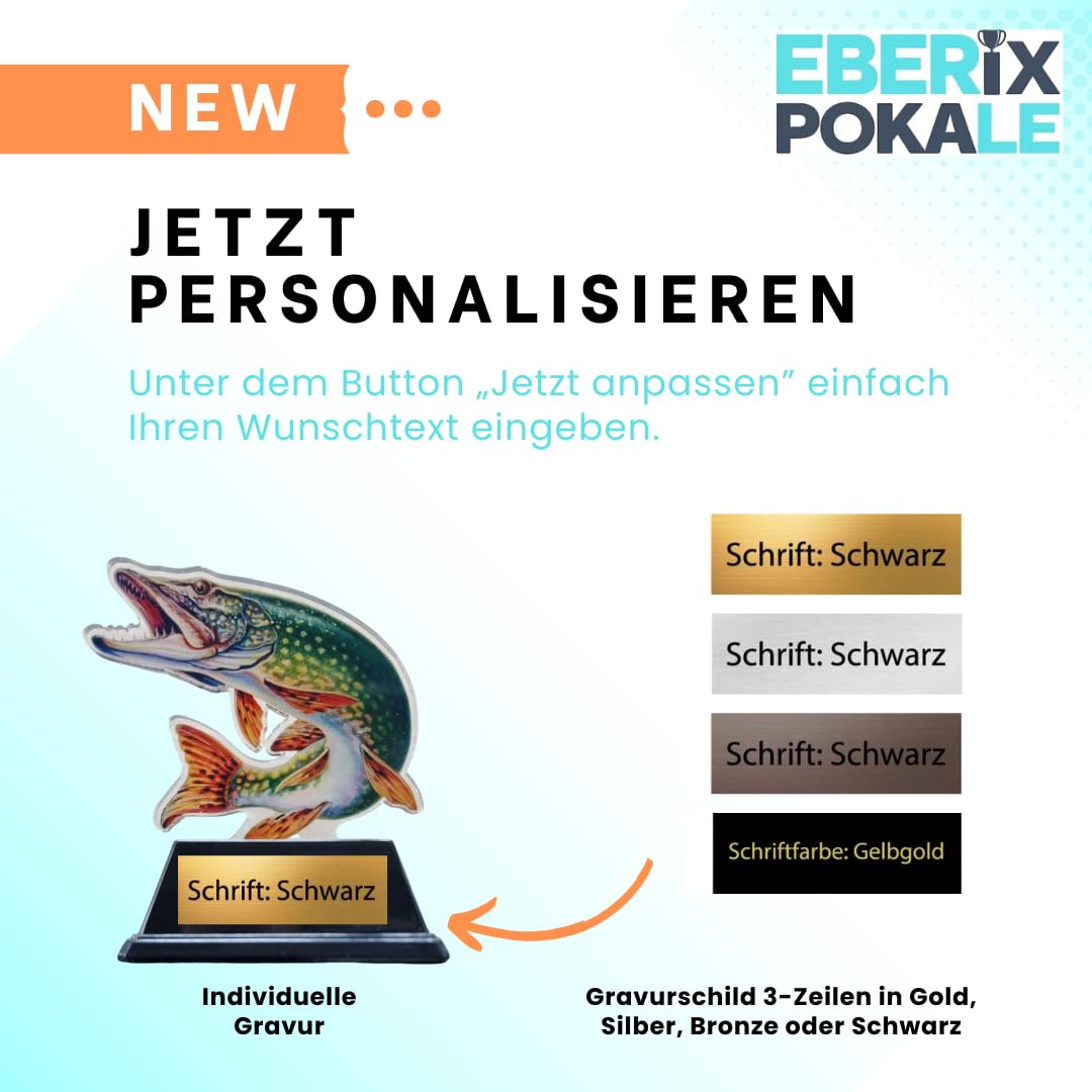 10 cm Angel Pokal Trophäe Fisch Award leicht stabil Acryl Wunschgravur inklusive