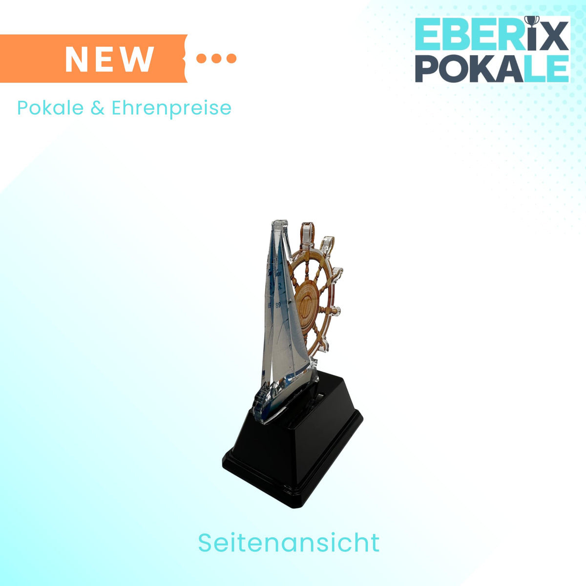 XS Pokal Segelboot 10 cm - Maritime Trophäe mit Gravur & Steuerrad