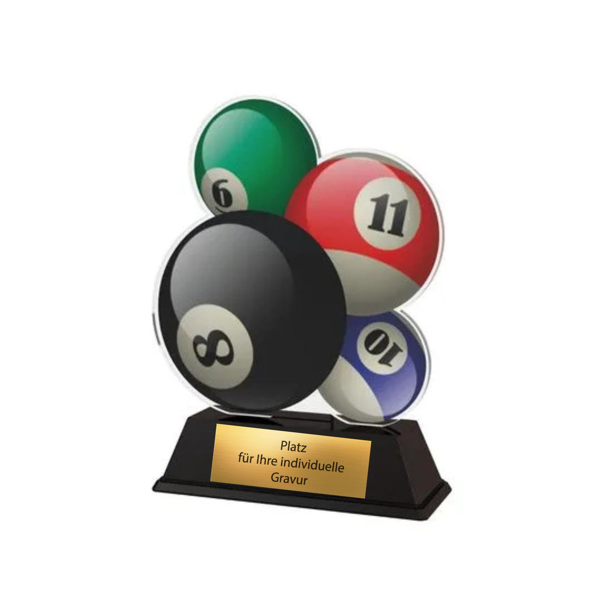 XS Billard Pokal 9 cm - Acryl Trophäe mit Gravur und Billardkugel Motiv
