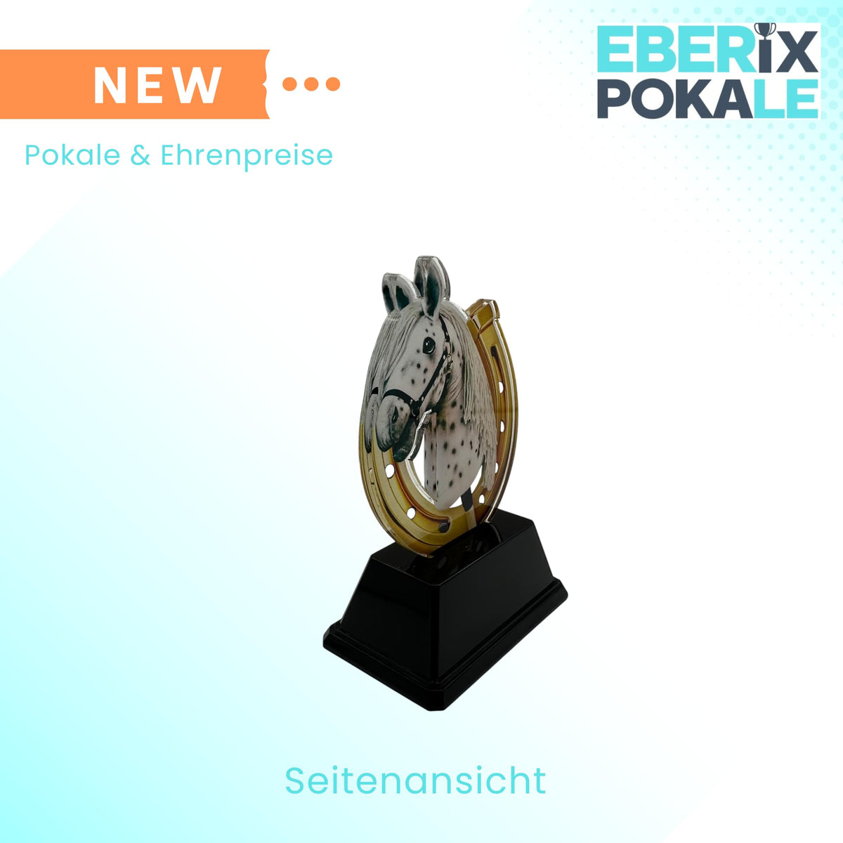 XS Acryl Hobby Horsing Pokal 10 cm - Trophäe Award mit Pferdekopf Motiv