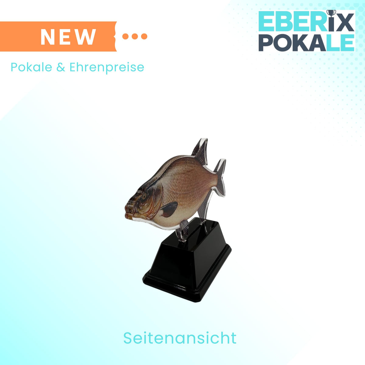 XS Angelpokal 9 cm - Pokal mit Fischmotiv und Gravur für Angler