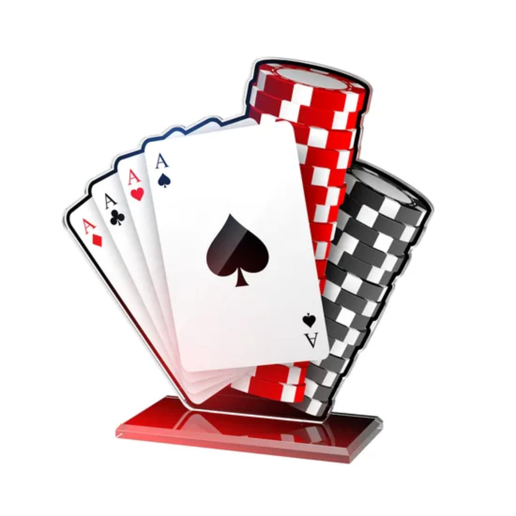 Pokal Poker mit Gravur - Pokerpokal Trophäe aus Acryl für Spieleabende