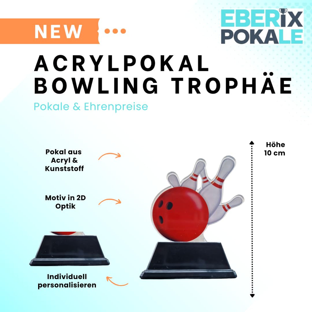 Bowling Trophäe 10 cm - Pokal mit Wunschgravur - Award für Kinder &
