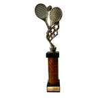 eberix · Tennis Pokal · mit Wunschgravur · Trophäe mit Tennisschläger & Ball Motiv · Siegerpokal für Tennis-Turnier, Vereinsmeisterschaft · personalisierbar ·