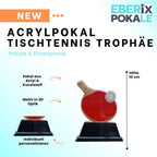 Tischtennis-Pokal 10 cm - Leichte Sport-Trophaee mit Schlaeger & Ball