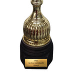 EBERiX · Athena oder Ares Wanderpokal · Wanderpokal mit Gravur · Eleganter Metallpokal mit Deckel & Holzsockel · 46 cm Höhe · Inkl. Gravurschild · personalisierbar