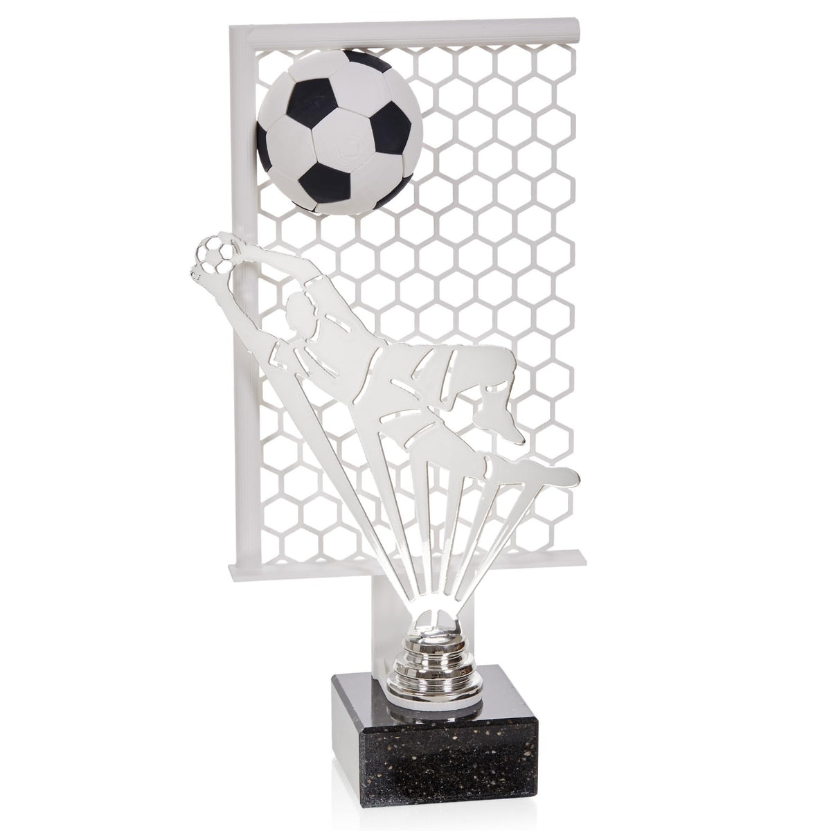 Torwartpokal 27 cm Metallfigur mit Wunschgravur & 3D-Hintergrund