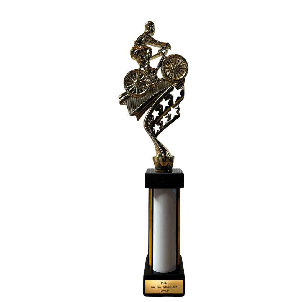 eberix · Radsport Mountainbike Pokal · Fahrrad Pokal · mit Wunschgravur · Stadtradeln Trophäe mit Fahrrad-Motiv · Pokal für Radrennen, Vereinsmeisterschaft · personalisierbar ·