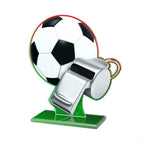 14 cm Acryl Fußballpokal - Trophäe für Schiedsrichter mit Pfeife & Ball