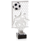 Fußball Trophäe 27 cm Metallfigur mit Wunschgravur & 3D-Hintergrund