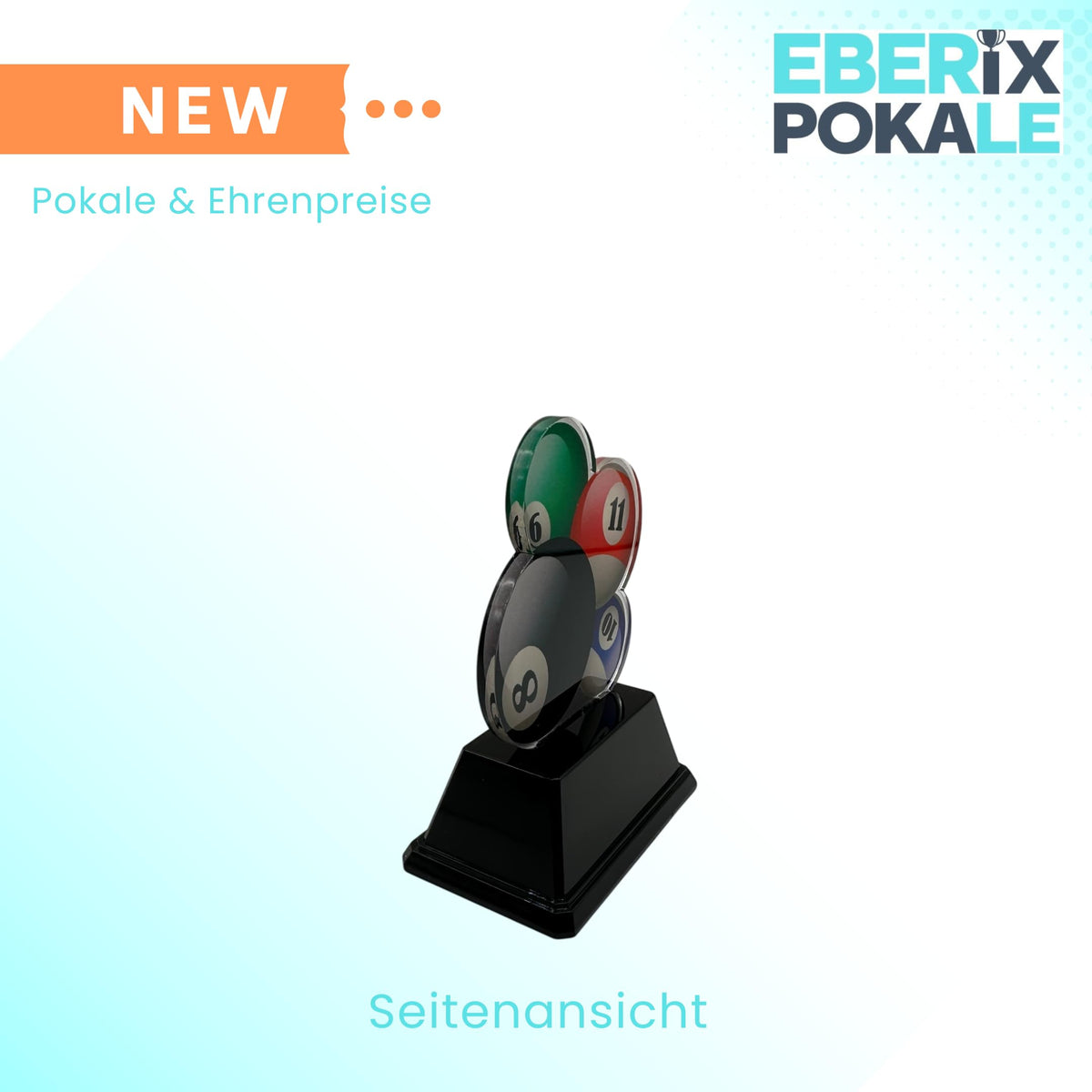 XS Billard Pokal 9 cm - Acryl Trophäe mit Gravur und Billardkugel Motiv