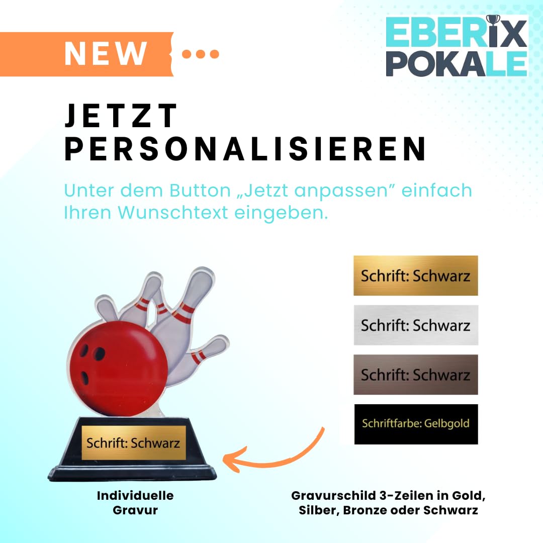 Bowling Trophäe 10 cm - Pokal mit Wunschgravur - Award für Kinder &