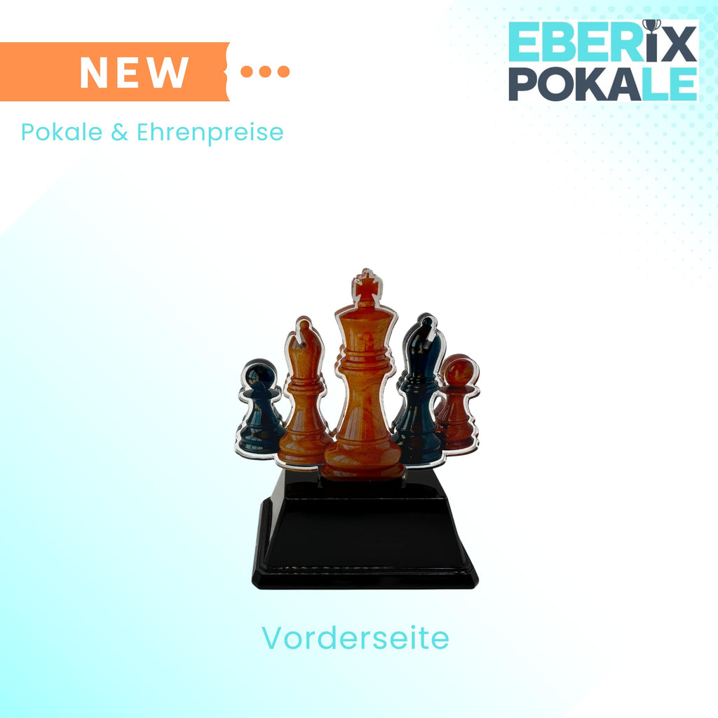 9 cm Schachpokal aus Acryl - Mini Trophäe mit Gravurschild für Turniere