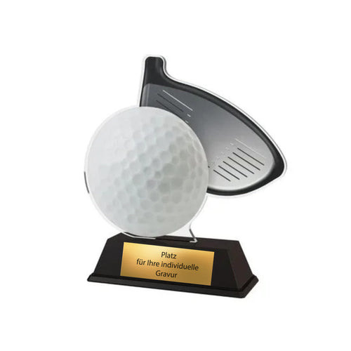 10,5 cm Golf Pokal - XS Acryl Trophäe Award mit Gravurschild - Gold