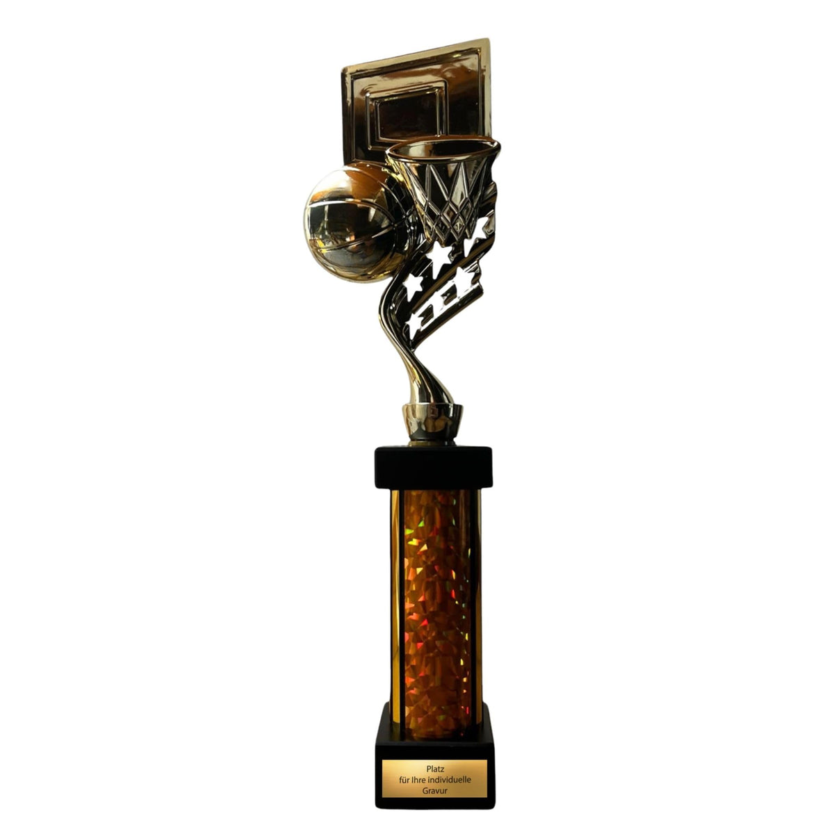 eberix · Basketball Pokal · mit Wunschgravur · Trophäe mit Korb & Ball Motiv · Siegerpokal für Basketballturnier, Vereinsmeisterschaft, Streetball · personalisierbar ·