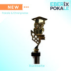 eberix · Bildung Eule Pokal· mit Wunschgravur · Trophäe mit Doktorhut-Motiv · Ehrenpreis für Schulabschluss, Kindergarten, Abitur, Bildungspreis · personalisierbar ·