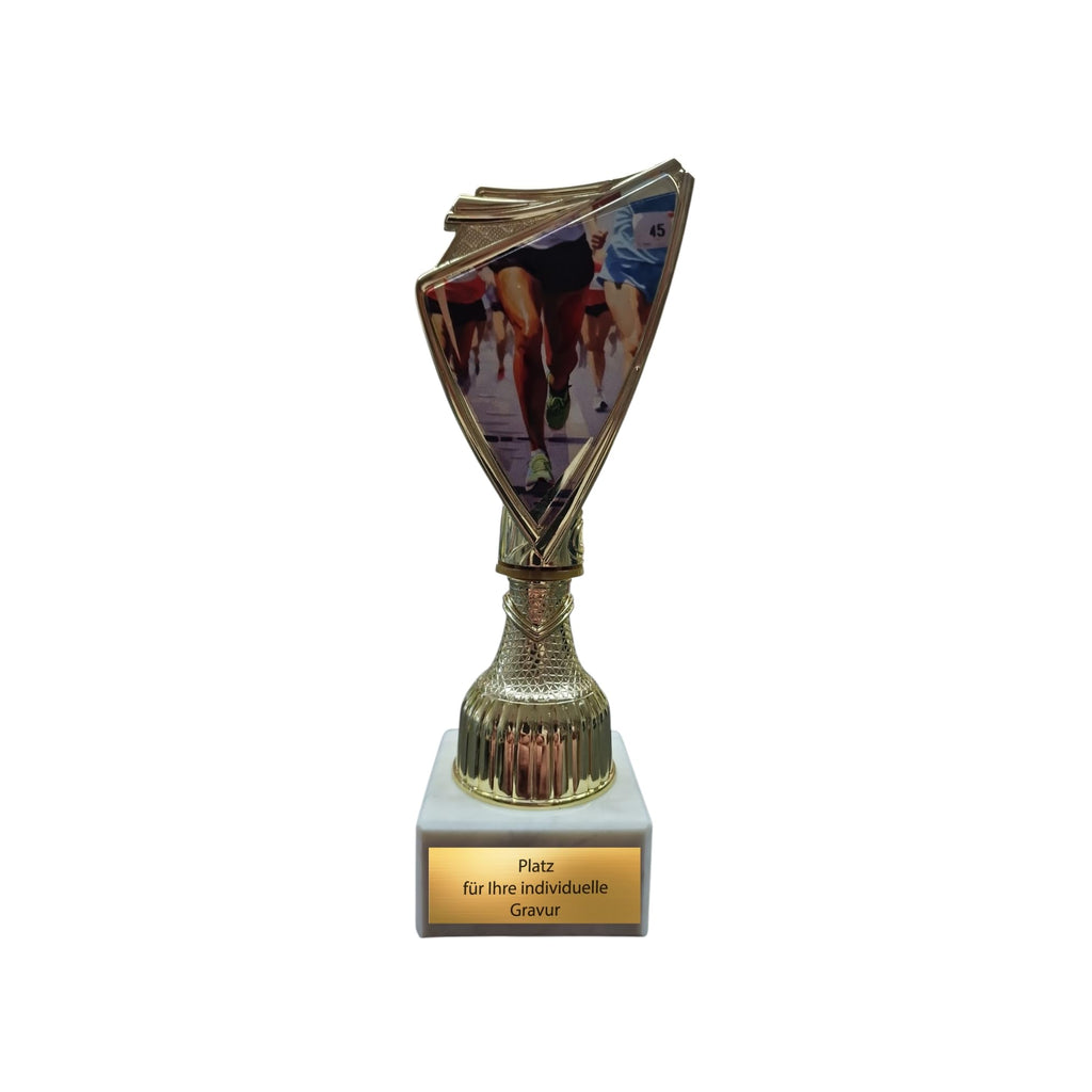 Lauf Pokal 18,5cm Trophäe Award mit Gravur, Läufer Figur für Jogging Event