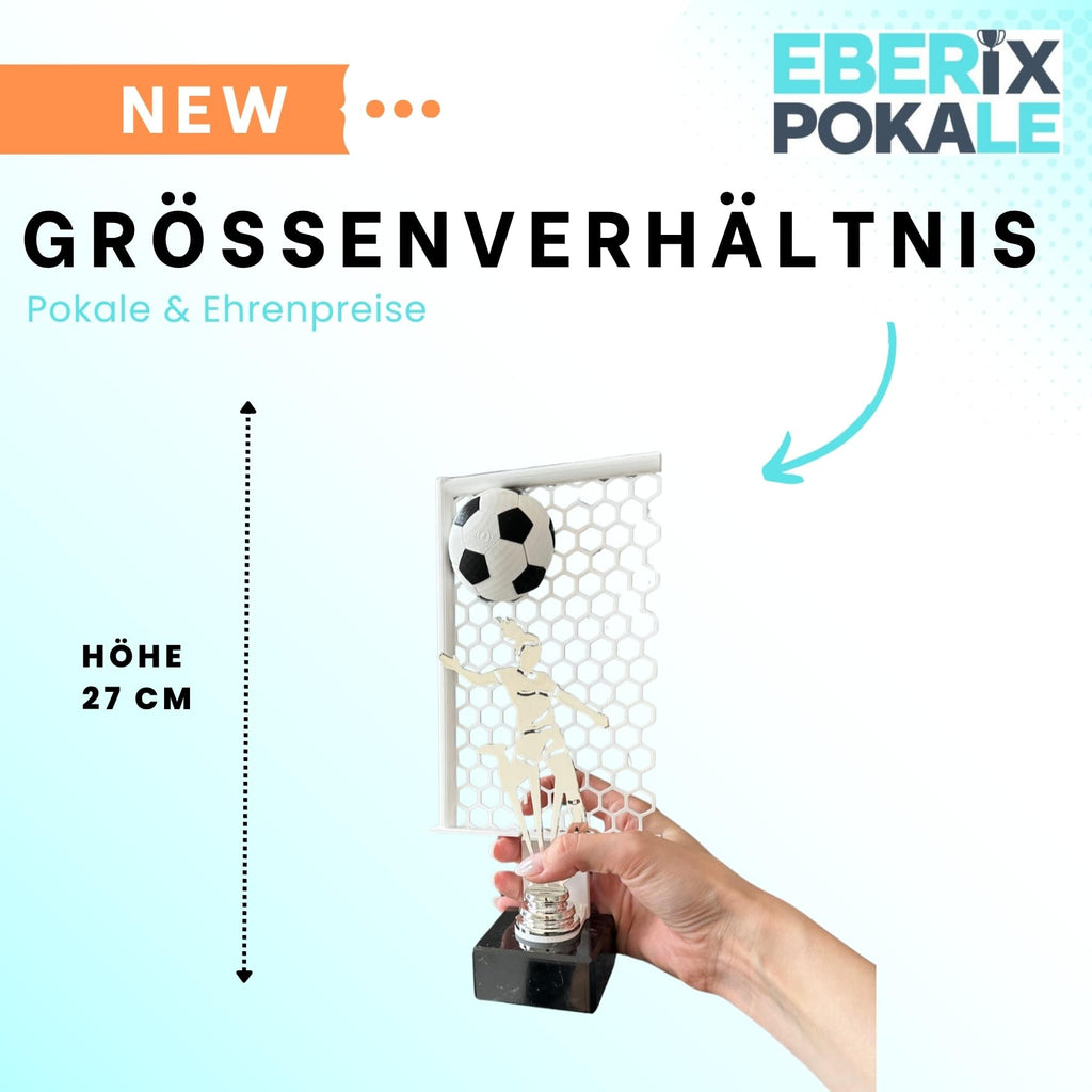Fußballpokal Damen 27 cm Metallfigur mit Wunschgravur & 3D-Motiv
