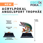 10 cm Angel Pokal Trophäe Fisch Award leicht stabil Acryl Wunschgravur inklusive