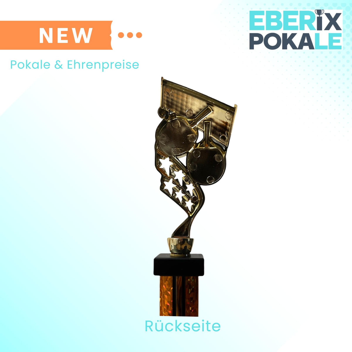 eberix · Tischtennis Pokal · mit Wunschgravur · Trophäe mit Schläger & Ball Motiv · Siegerpokal für Tischtennisturnier, Vereinsmeisterschaft, Hobbyliga · personalisierbar ·
