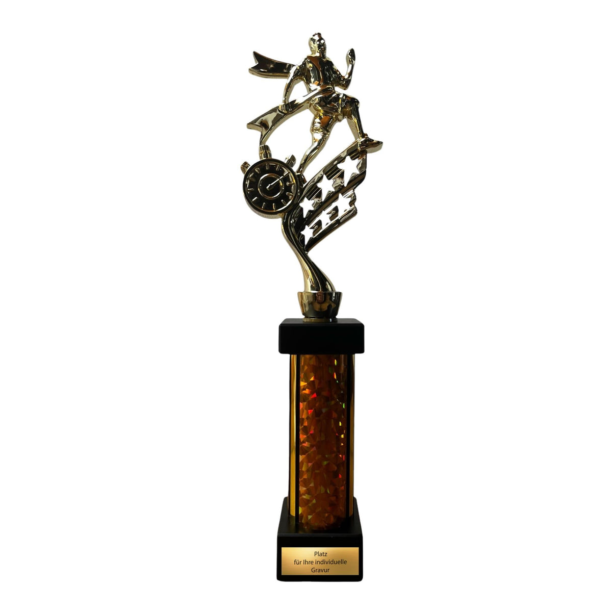 eberix · Laufsport Pokal · mit Wunschgravur · Trophäe mit Läufer-Motiv · Siegerpokal für Marathon, Volkslauf, Sportfest, Vereinsmeisterschaft · personalisierbar ·