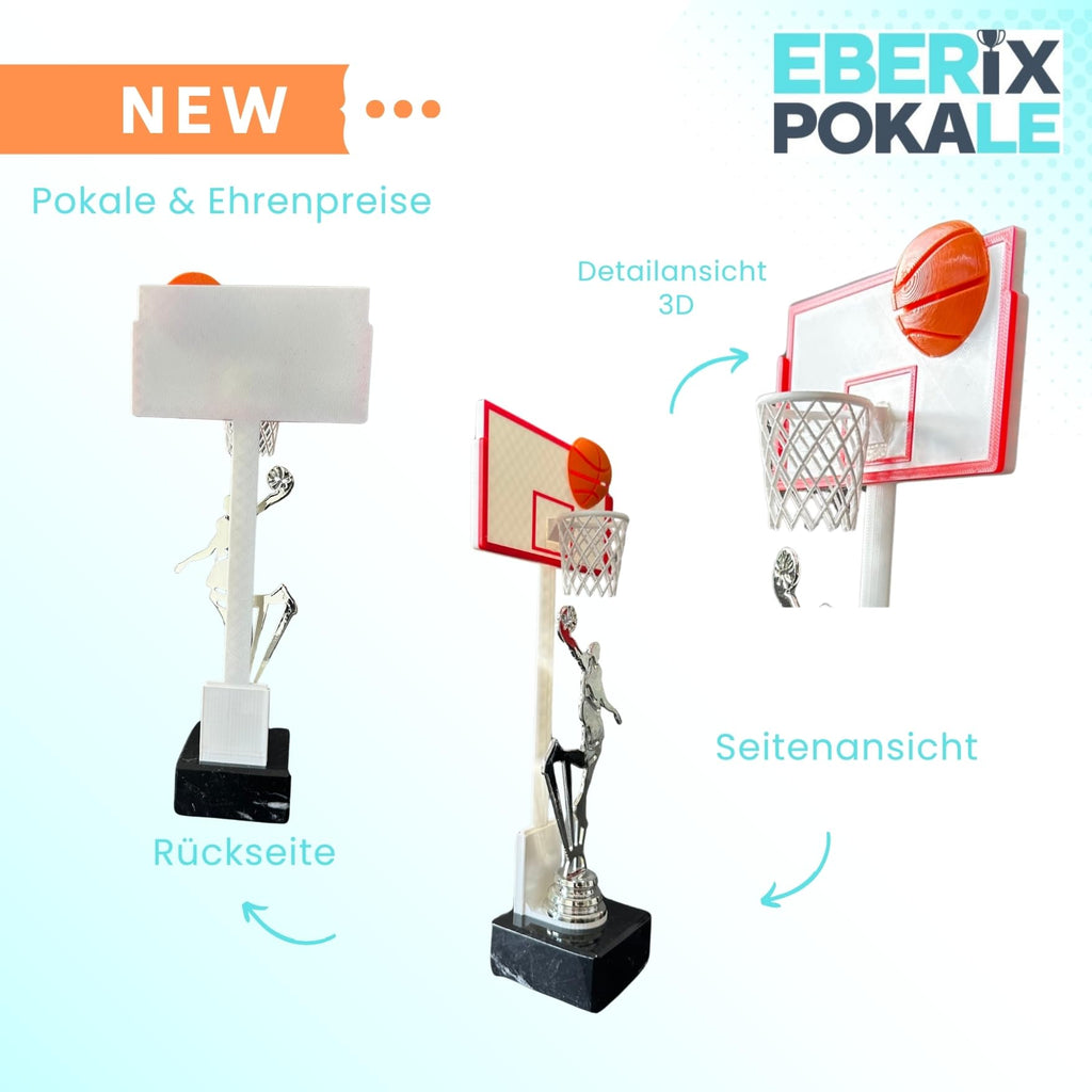 Basketballpokal 28,5 cm Metallfigur mit Wunschgravur & 3D-Hintergrund