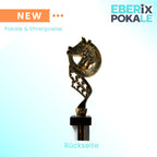 eberix · Reitsport Pokal · mit Wunschgravur · Trophäe mit Hufeisen-Motiv & weißer Glanzsäule · Siegerpokal für Reitturnier, Voltigieren, Dressur, Pferdesport ·