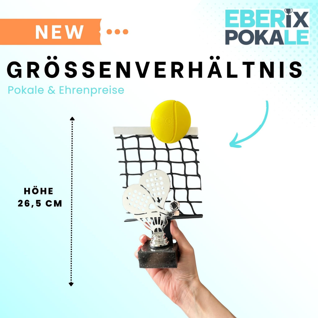 Padel Trophäe 26,5 cm Metallfigur mit 3D-Motiv & Wunschgravur