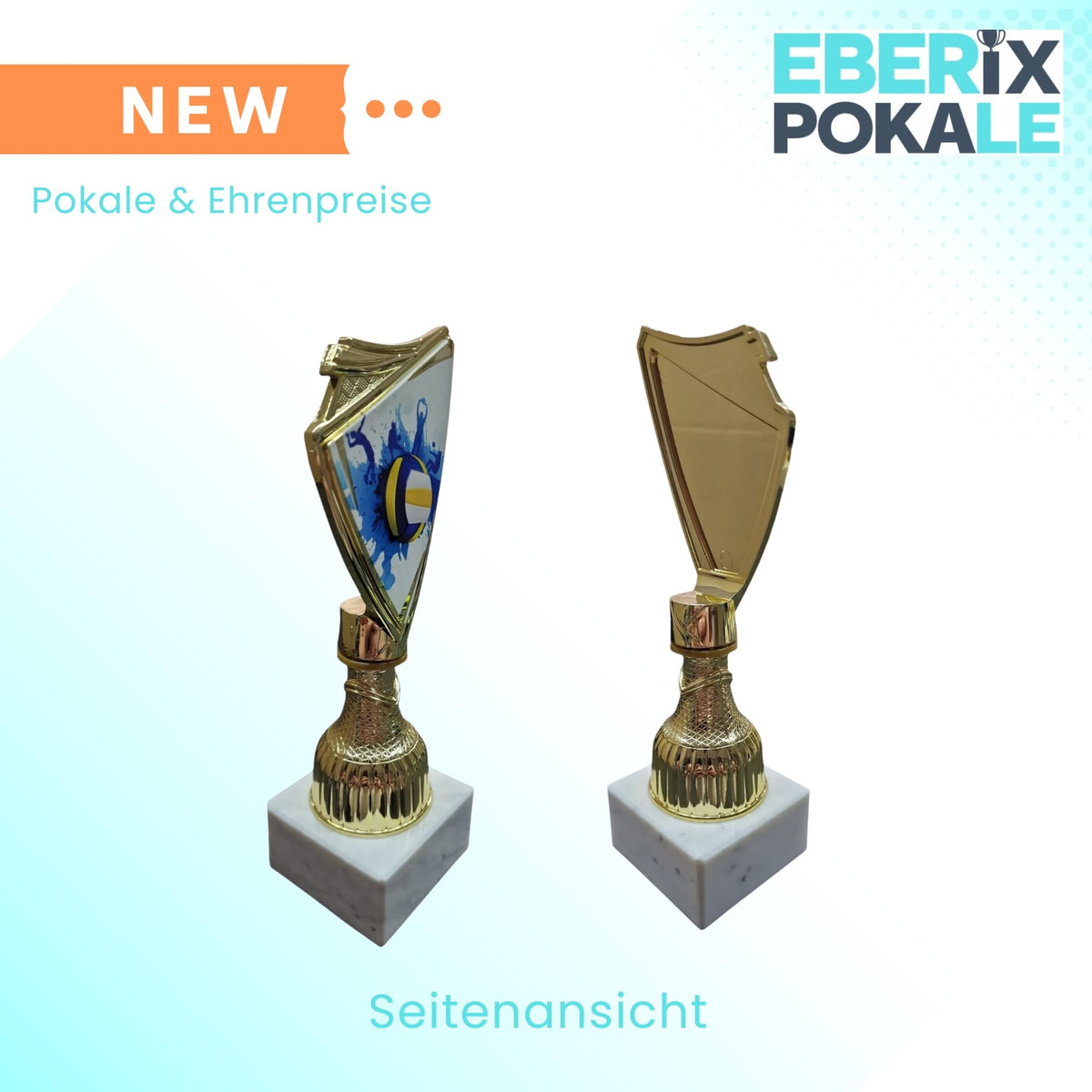 18,5 cm Volleyball Pokal Trophäe - Gold Award mit Marmorsockel & Gravur