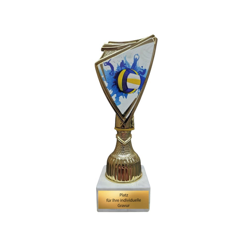 18,5 cm Volleyball Pokal Trophäe - Gold Award mit Marmorsockel & Gravur