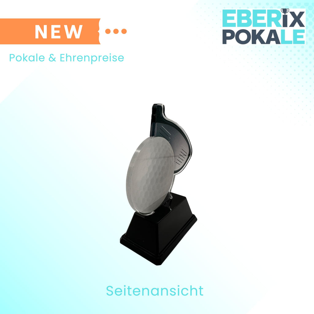 10,5 cm Golf Pokal - XS Acryl Trophäe Award mit Gravurschild - Gold