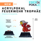 10cm Kinderfeuerwehr-Pokal - Acryl Trophäe mit Drache & Wunschgravur