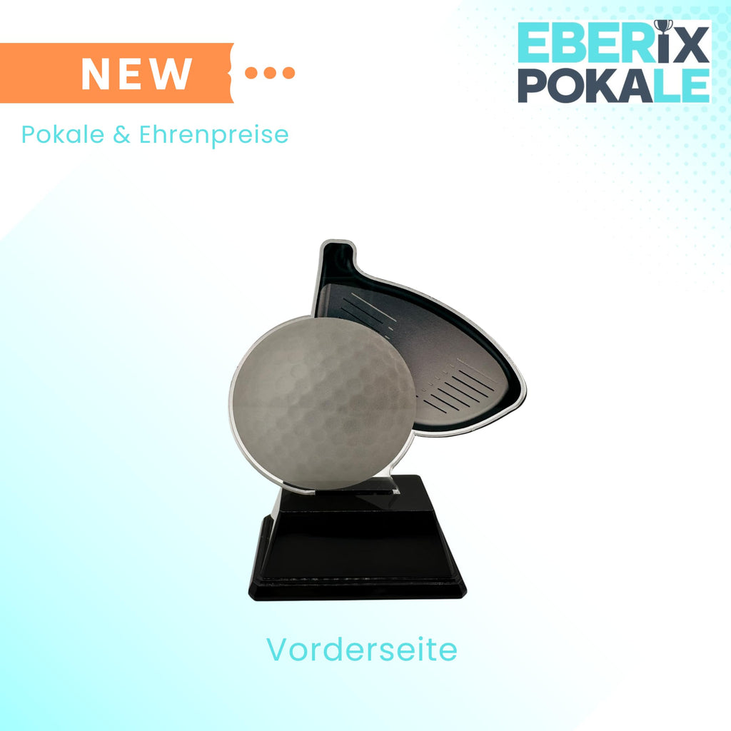 10,5 cm Golf Pokal - XS Acryl Trophäe Award mit Gravurschild - Gold