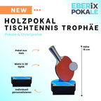 Tischtennis Pokal 16 cm - Trophäe aus Holz mit Gravur & Ping Pong Motiv