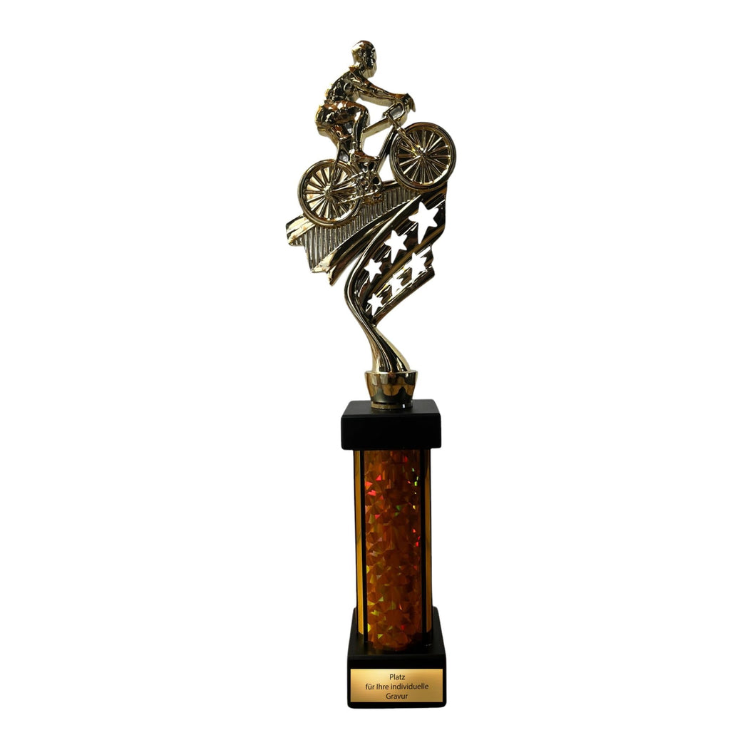 eberix · Fahrrad Pokal · mit Wunschgravur · Stadtradeln Trophäe mit Fahrrad-Motiv · Siegerpokal für MTB-Rennen, Radrennen, Vereinsmeisterschaft · personalisierbar ·