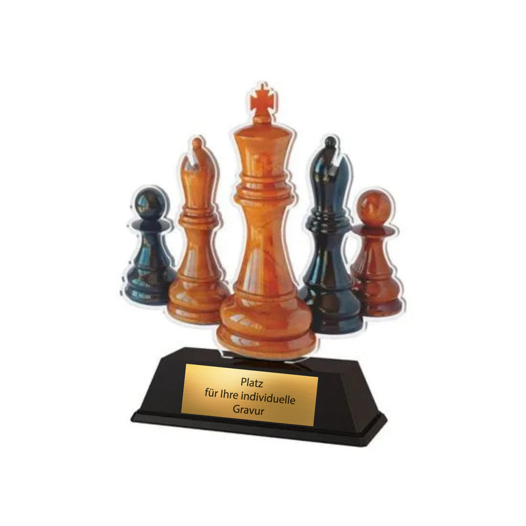 9 cm Schachpokal aus Acryl - Mini Trophäe mit Gravurschild für Turniere