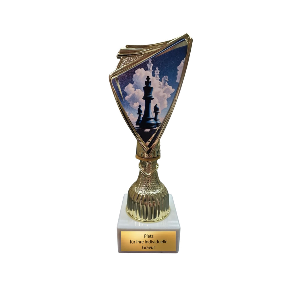 Schach Pokal 18,5cm - Trophäe mit Gravur & Marmorsockel für Turniere