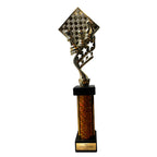 eberix · Schach Pokal · mit Wunschgravur · Trophäe mit Figuren & Brett Motiv · Siegerpokal für Schachturnier, Vereinsmeisterschaft, Denksport-Wettbewerb · personalisierbar ·