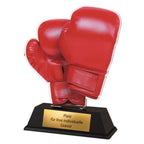 10 cm Acryl Pokal mit Gravurschild - Boxhandschuhe Trophäe für Kampfsport