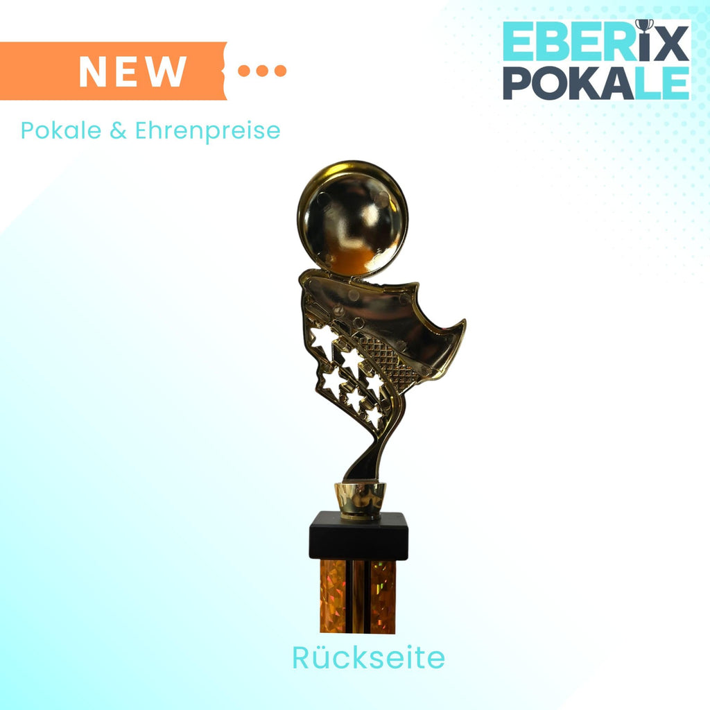 eberix · Fußball Pokal · mit Wunschgravur · Trophäe mit Ball & Schuh Motiv · Siegerpokal für Fußballturnier, Vereinsmeisterschaft, Jugendfußball, Sportfest · personalisierbar ·