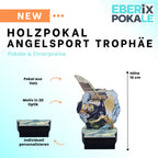 Angler Pokal aus Holz mit Gravur - 16 cm Angelsport Trophäe personalisiert